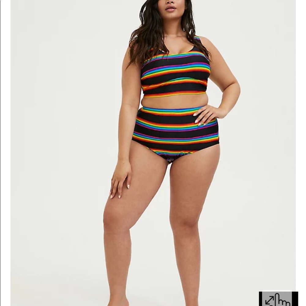 torrid black rainbow swimsuit.